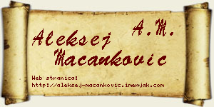 Aleksej Macanković vizit kartica